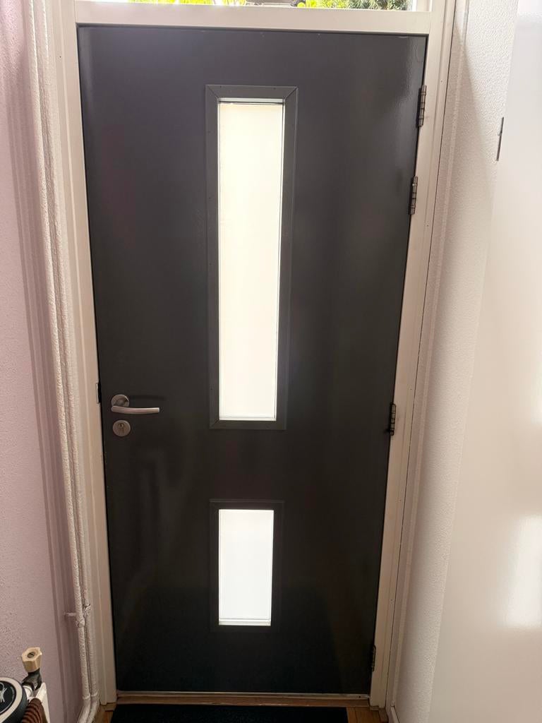 Antracietgrijze Buitendeur met Mat Isolatieglas, 80 tot 100 cm, Nieuw, Ophalen of Verzenden, 200 tot 215 cm