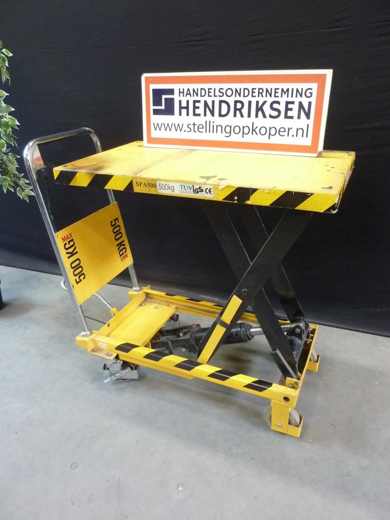 heftafel / verrijdbare hef tafel max 500kg. materiaallift, Gebruikt, Garagekrik, Handelsonderneming Hendriksen, Ophalen of Verzenden