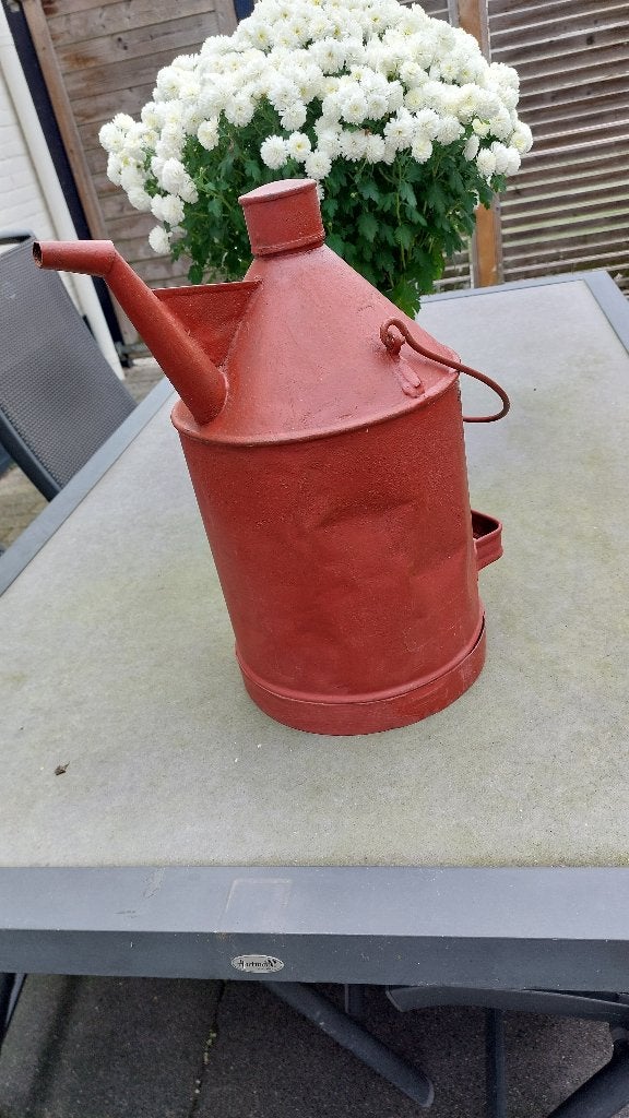 Oude metalen petroleum kan - Vintage decoratie, Antiek en Kunst, Ophalen