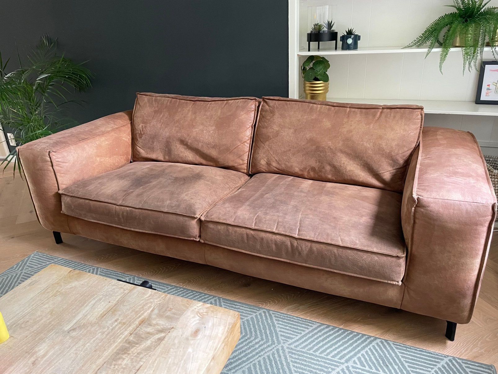 3 zits bank cognac, echt leder GRATIS!, Ophalen, Gebruikt, Driepersoons, 200 tot 250 cm