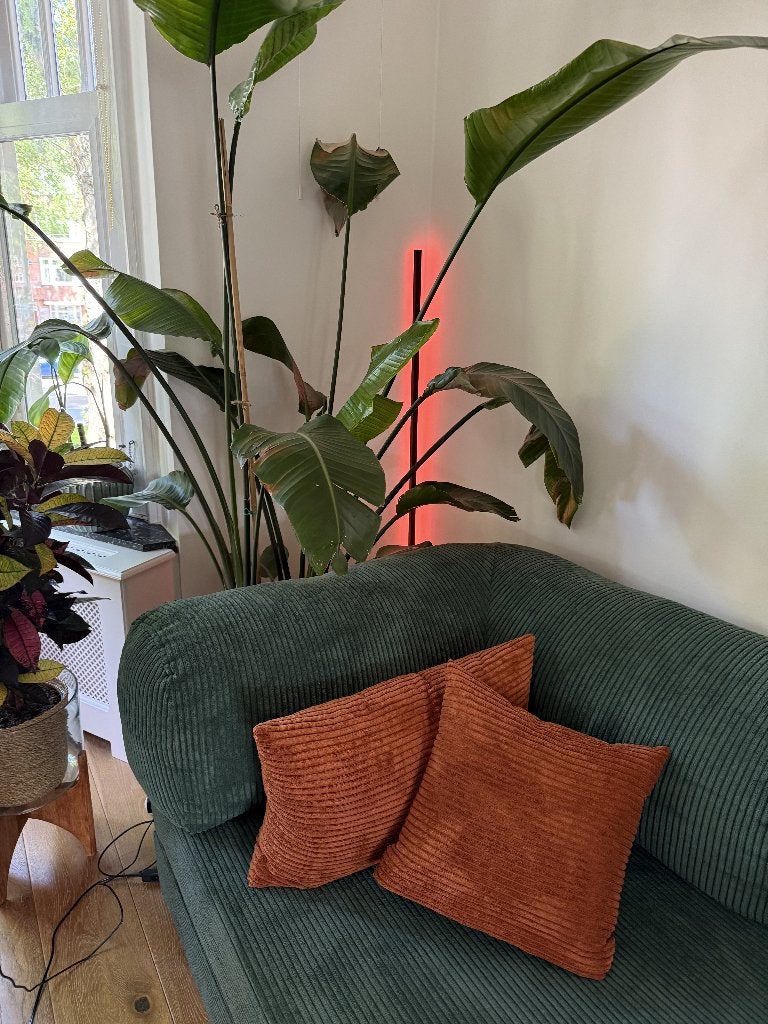 Moderne LED Vloerlamp, Ophalen, Zo goed als nieuw, Metaal, 100 tot 150 cm