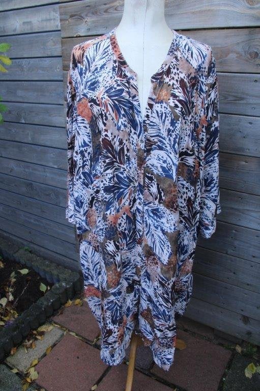 Blousejurk blauw/ beige/ roest Paprika mt 6 (54) Vaste prijs, Kleding | Dames, Grote Maten, Blauw, Jurk, Ophalen of Verzenden