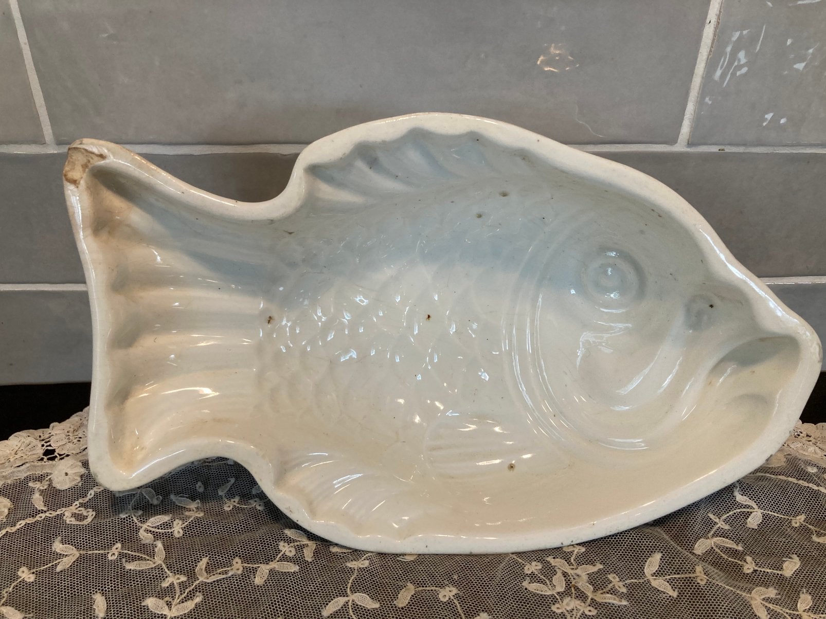 Brocante puddingvorm vis (250925s), Ophalen of Verzenden