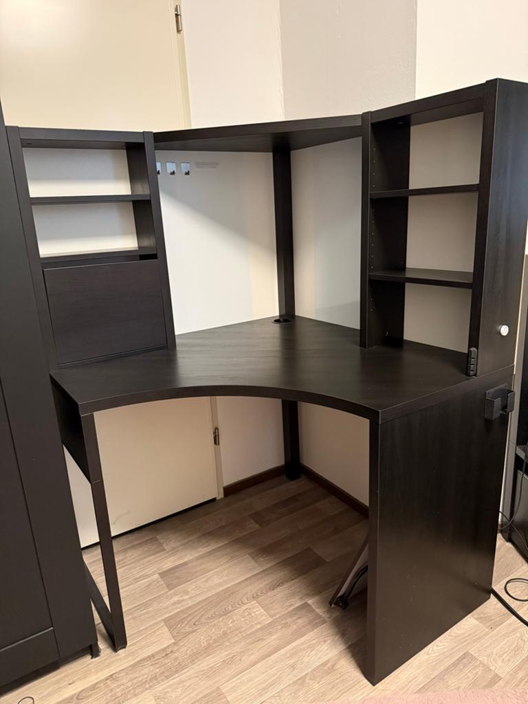 IKEA Hoekbureau zwartbruin, Ophalen, Gebruikt, Spaanplaat of MDF, Hoekbureau