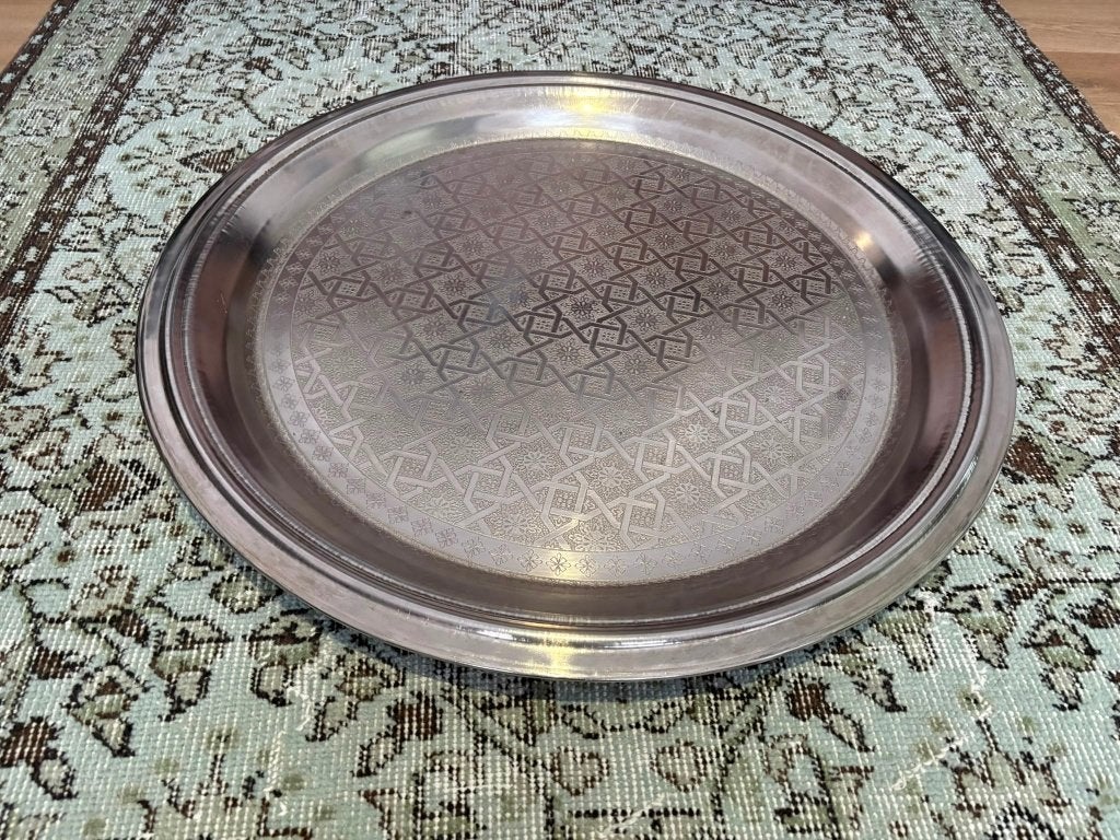 Groot metalen dienblad Ø 65 cm  Lifestyle -  Oosterse stijl, Ophalen, Overige materialen, Schaal, Rond