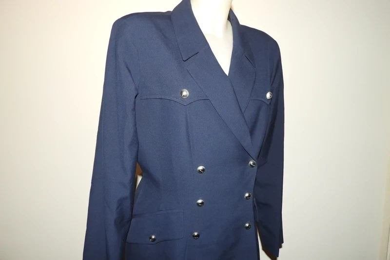 Thierry Mugler 2 delig vintage pak wikkel rok jasje drukkers, Maat 38/40 (M), Kostuum of Pak, Zo goed als nieuw, Mugler