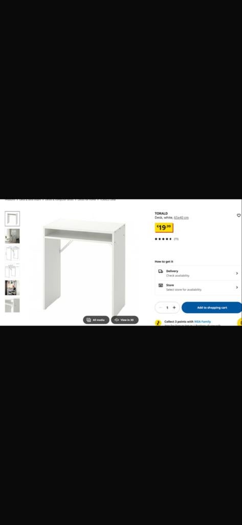 IKEA TORALD Bureau Wit - Compact en Stijlvol, Gebruikt, Spaanplaat of MDF, Ophalen of Verzenden, IKEA