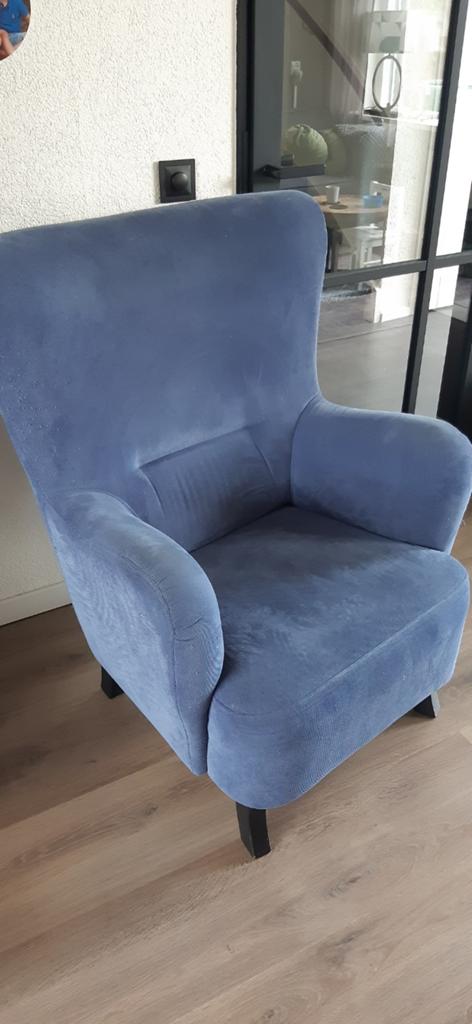 Blauwe fauteuil, Huis en Inrichting, Fauteuils, Ophalen, Gebruikt, Klassiek, Comfortabel, 75 tot 100 cm