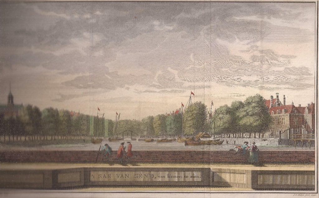 t SAS VAN GEND, van binnen te zien. 1739 Sas van Gent, Gesigneerd, Stadsgezicht, Ophalen of Verzenden, Gravure