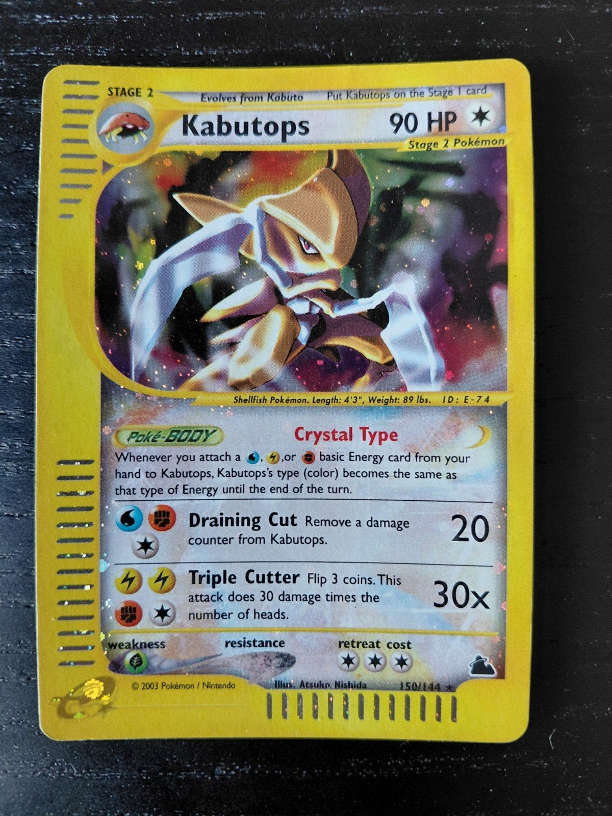 Kabutops 150/144 Holo Skyridge, Ophalen, Gebruikt, Losse kaart, Foil