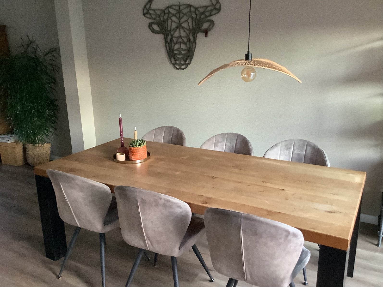 Massief Eiken Tafel, Huis en Inrichting, Ophalen, Gebruikt, Zwart, Hout