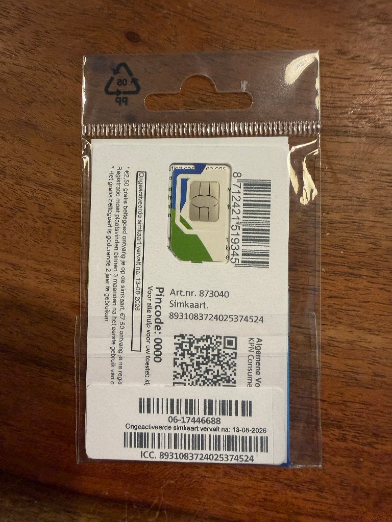 06 17 44 66 88 KPN Prepaid Sim. Mooi nummer., Telecommunicatie, Prepaidkaarten en Simkaarten, Verzenden, Nieuw, KPN, Simkaart