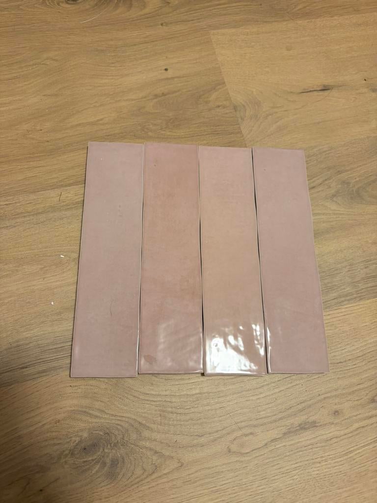 Roze badkamer of keuken tegeltjes 6,25 x 25 cm, Ophalen, Nieuw, Minder dan 20 cm, 20 tot 40 cm