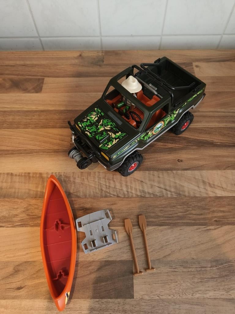 Playmobiel safari offroad auto met jager, Ophalen, Gebruikt