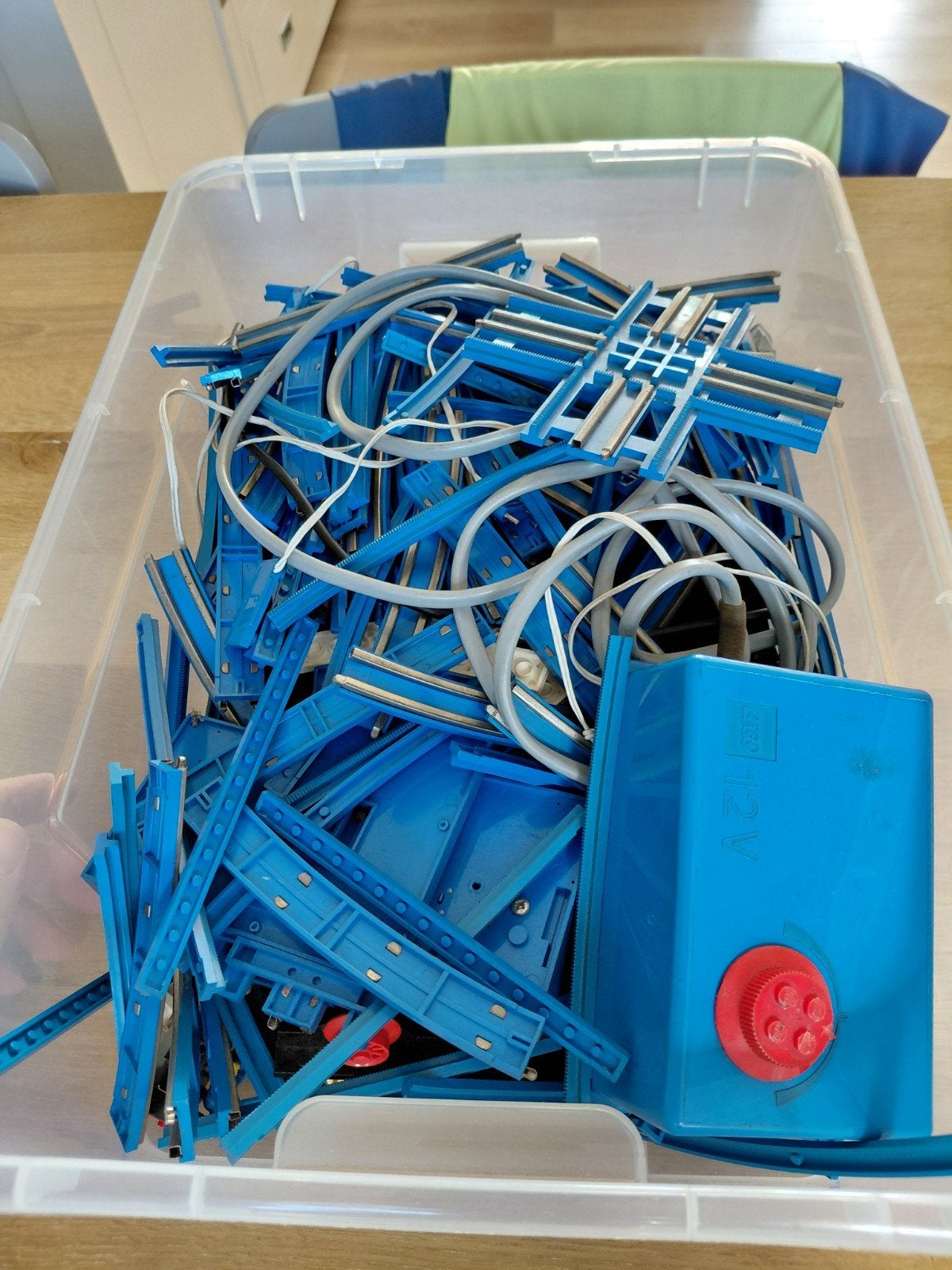 LEGO: 12V blauwe treinrails en onderdelen, Gebruikt, Lego, Ophalen of Verzenden, Losse stenen