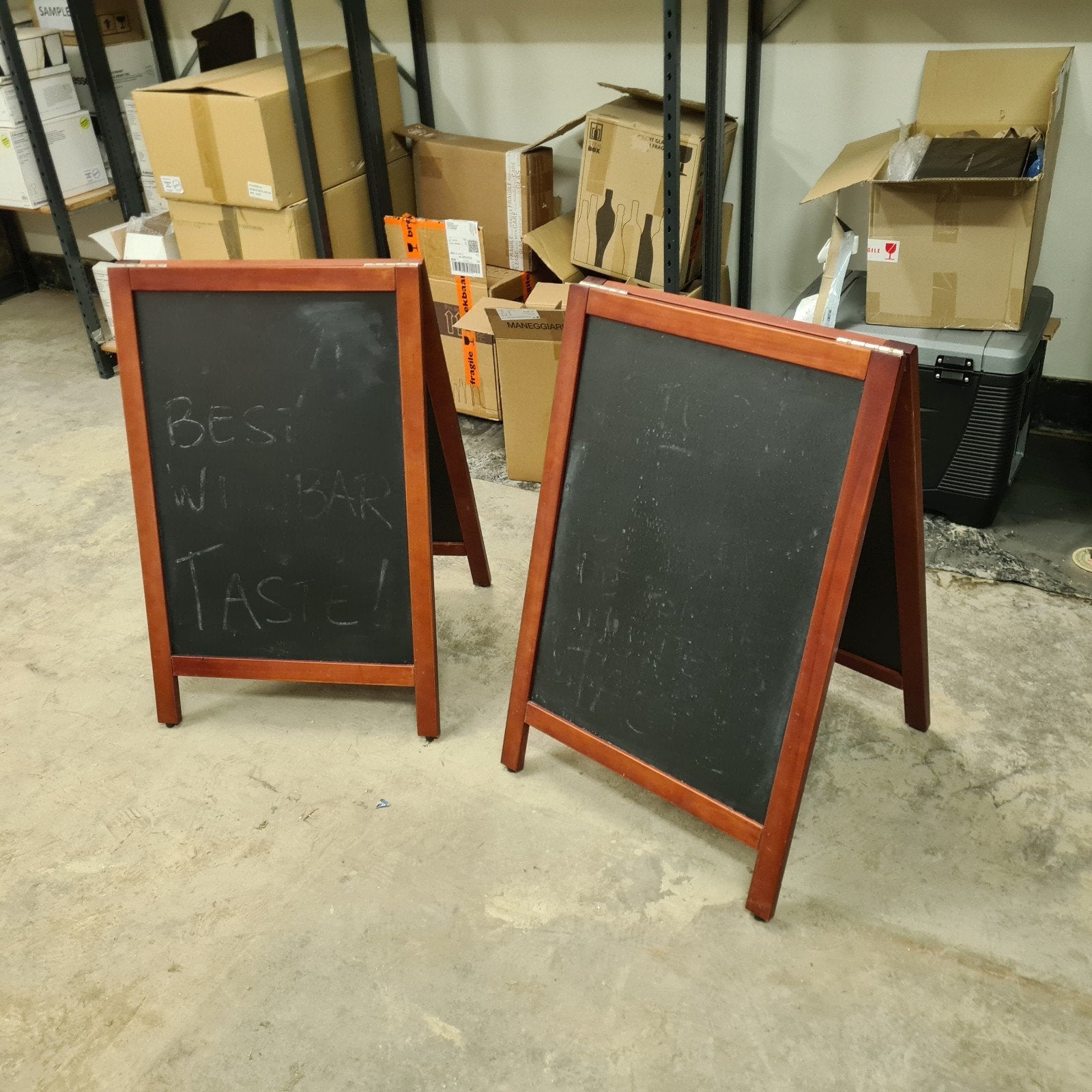 Twee dubbele krijtborden voor winkel, bar of club, Ophalen of Verzenden, Zo goed als nieuw