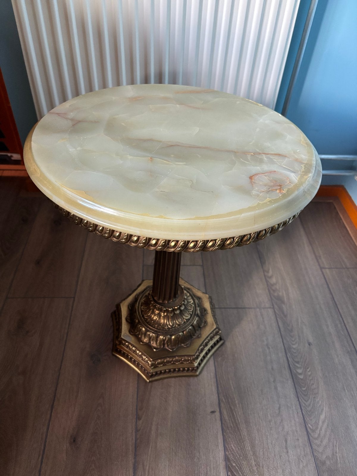 Vintage bijzettafel met onyx blad, Antiek en Kunst, Ophalen