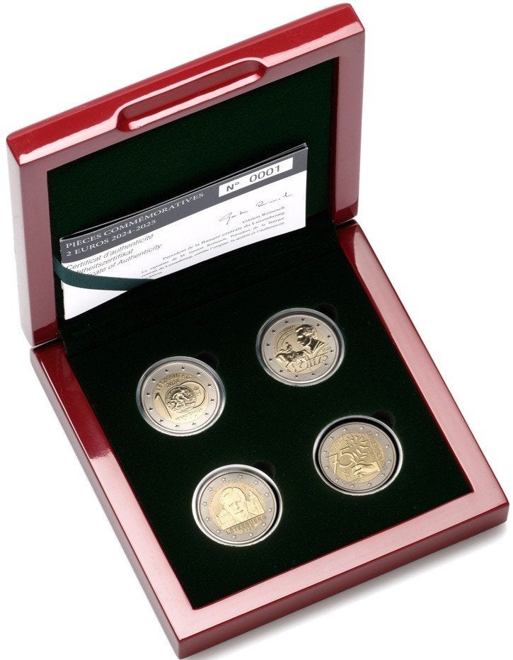 4x 2 euro Luxemburg 2025 - 2024 - Reverse Proof - in Doosje, Verzenden, Luxemburg, 2 euro, Setje