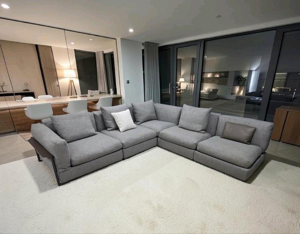 Flexform Zeno modulaire design bank 5 elementen 285x285cm, Huis en Inrichting, Ophalen of Verzenden, Leer