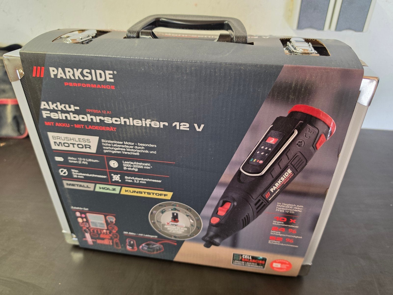 Parkside Performance Fijnboorslijpmachine 12v set, Ophalen of Verzenden, Nieuw, Boor- en Schroefmachine