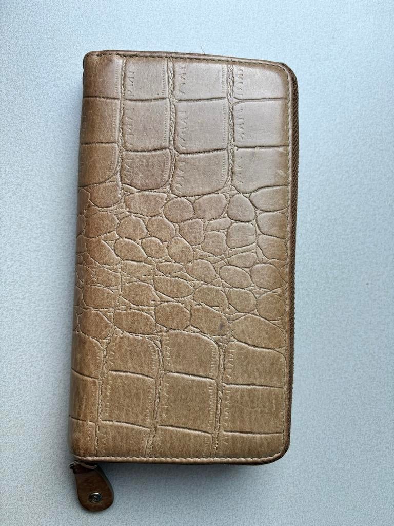 LouLou portemonnee - Bruin leer met croco print, Bruin, Zo goed als nieuw, Leer, Ophalen