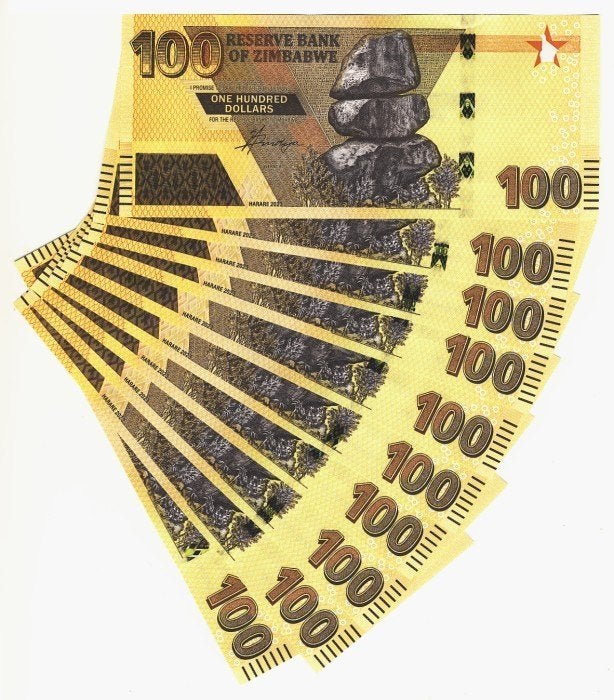 Zimbabwe 2023, het nieuwe bankbiljet van 100 Dollar (UNC), Verzenden, Zimbabwe, Los biljet