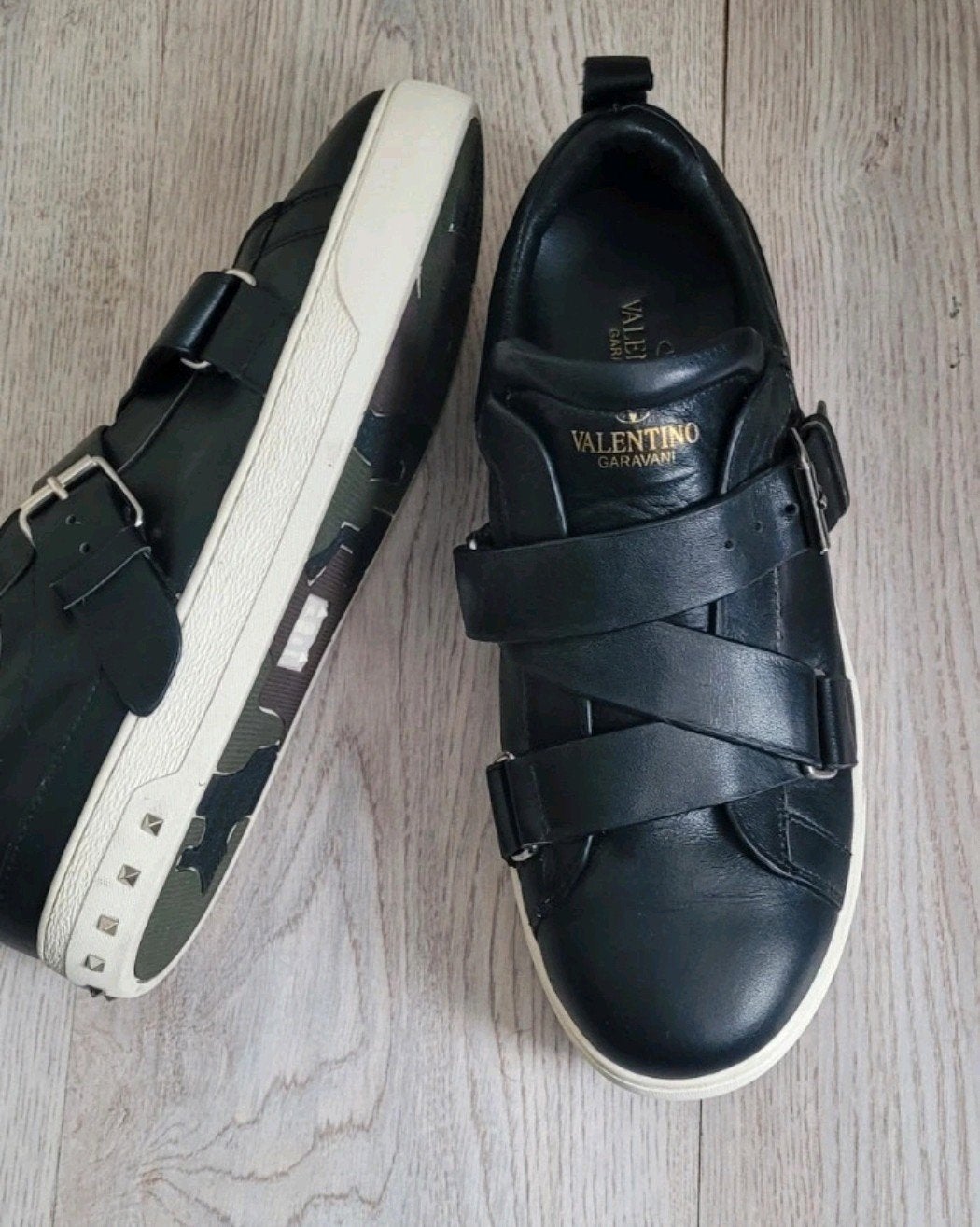 Valentino Garavani Soul Rockstud Leren Sneakers, Zwart, Ophalen of Verzenden, Valentino, Sneakers of Gympen