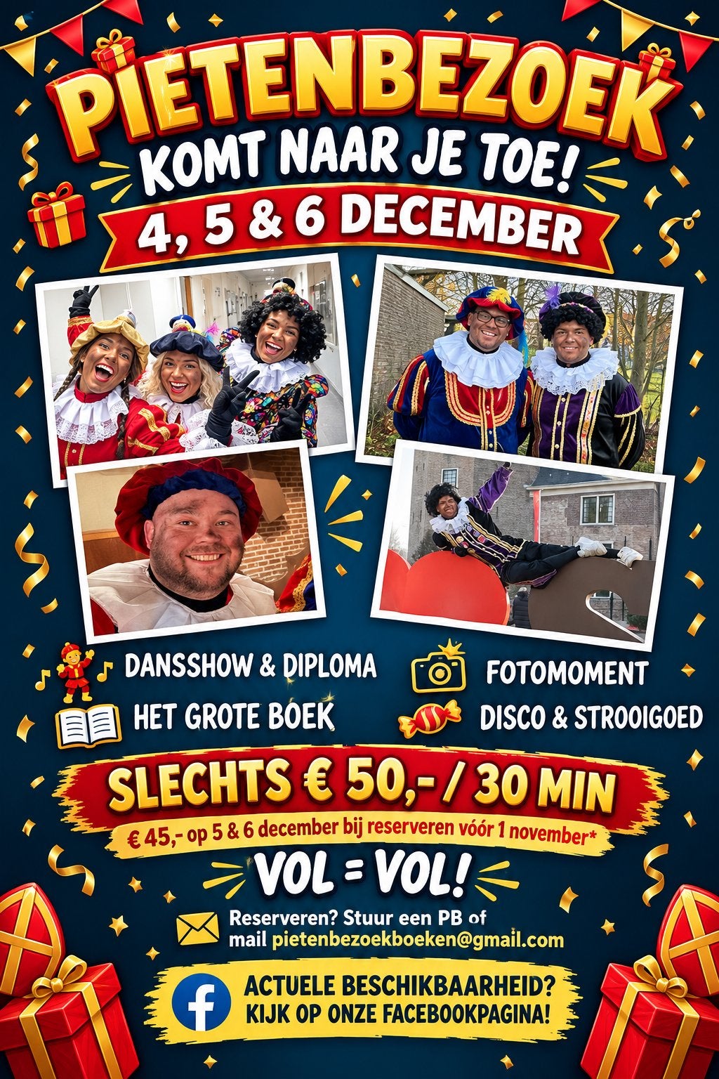 Sinterklaas bezoek Pieten bezoek 4 december 5 december 6 dec, Diversen, Ophalen of Verzenden, Zo goed als nieuw
