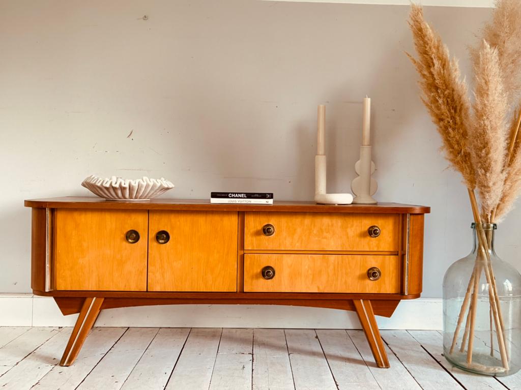 Vintage retro dressoir tv meubel mid century, Huis en Inrichting, Kasten | Dressoirs, Ophalen, Gebruikt, 100 tot 150 cm, Vintage