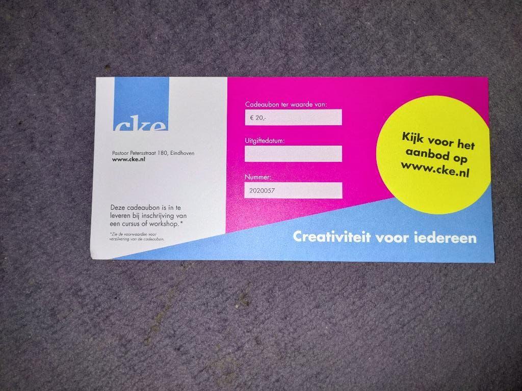 Waardebonnen CKE (Cultuur & Kunst Eindhoven), Eén persoon, Cadeaubon, Overige typen