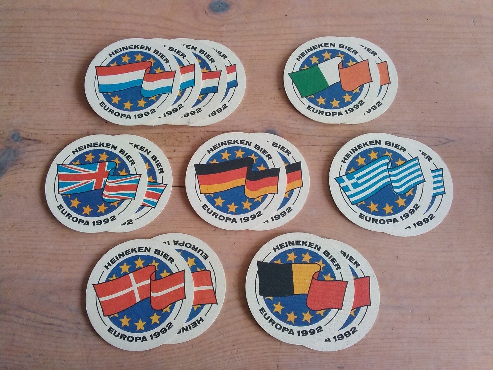 16x Heineken Europa 1992 EK voetbal bierviltjes, Verzamelen, Verzenden, Zo goed als nieuw, Viltje(s), Heineken