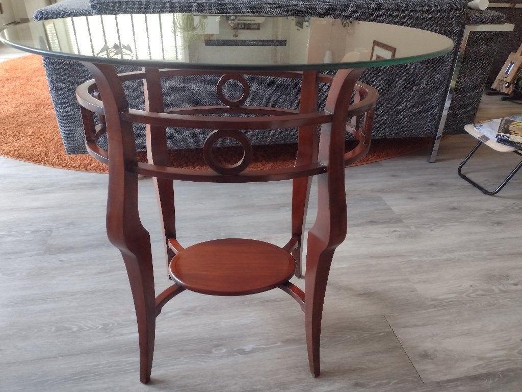Bijzettafel met glasplaat art deco, Huis en Inrichting, Ophalen, Art deco, 55 tot 75 cm, Zo goed als nieuw