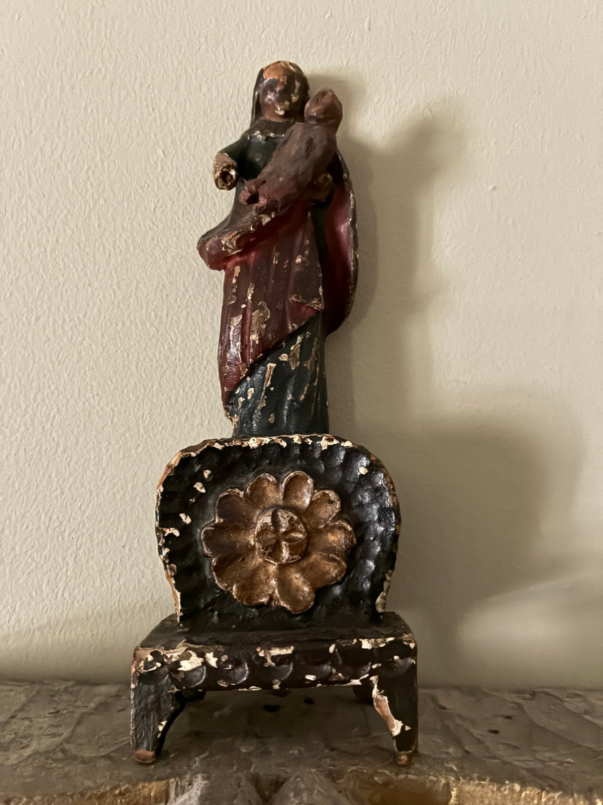 Antieke houten Maria, Antiek en Kunst, Ophalen of Verzenden