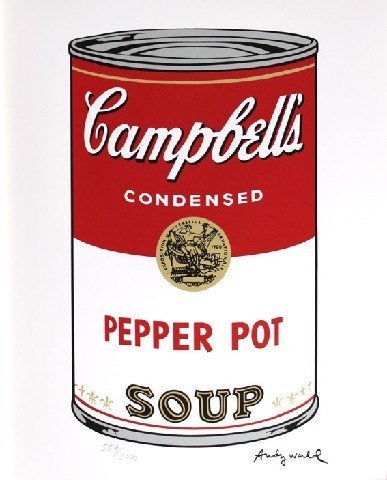 Andy Warhol(1928)Lithografie"Campbells Pepper Pot Soup"Ges G, Antiek en Kunst, Gelimiteerde oplage, Ophalen of Verzenden, Overige onderwerpen