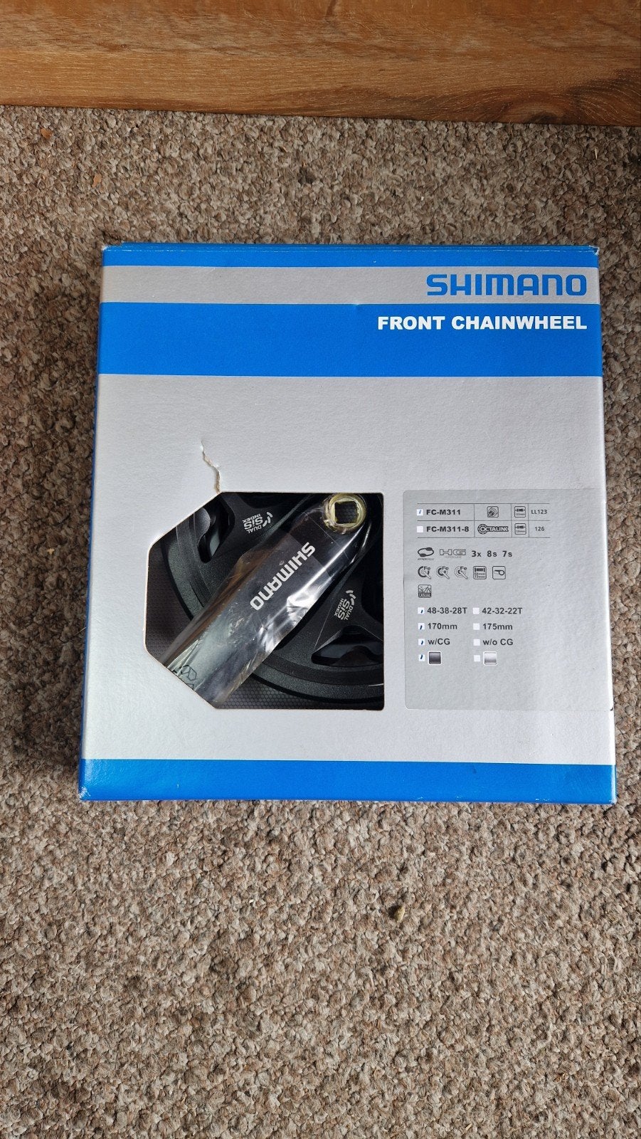 Shimano FC-M311 Crankstel - Nieuw in doos, Fietsen en Brommers, Crankstel of Pedalen, Elektrische fiets, Nieuw, Ophalen of Verzenden