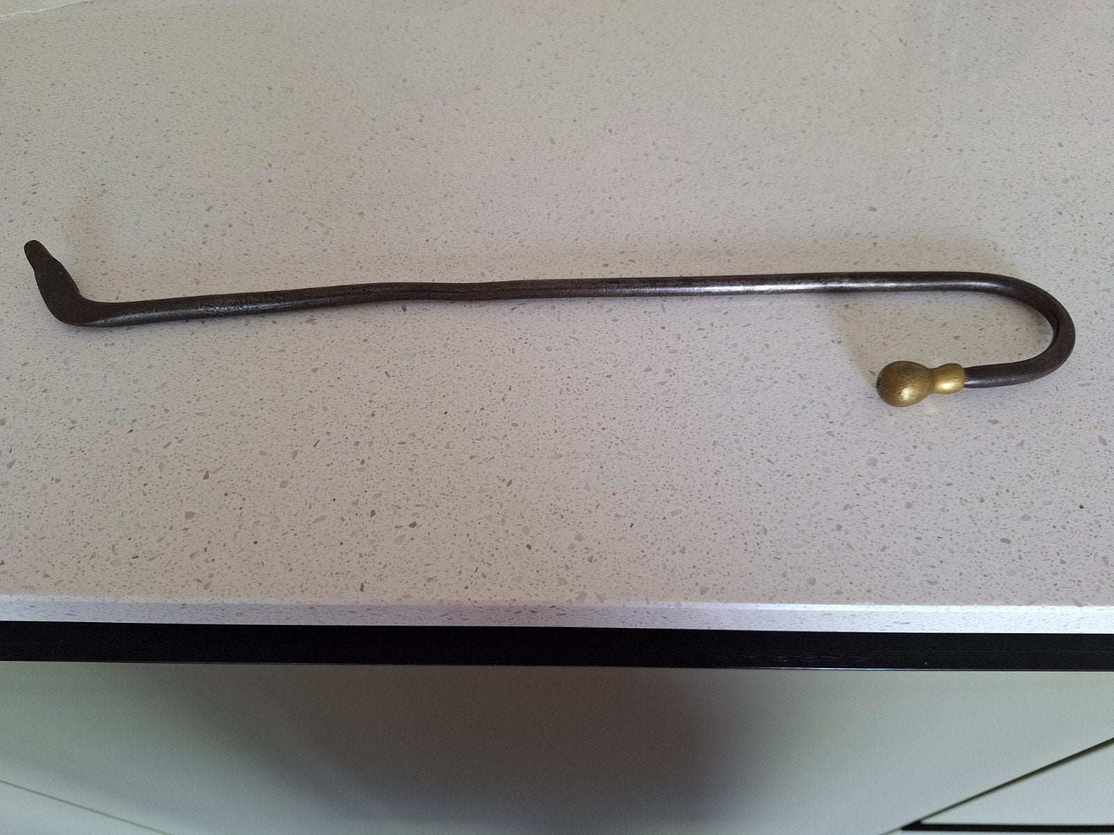 Antieke haardpook met messing knop, Ophalen of Verzenden