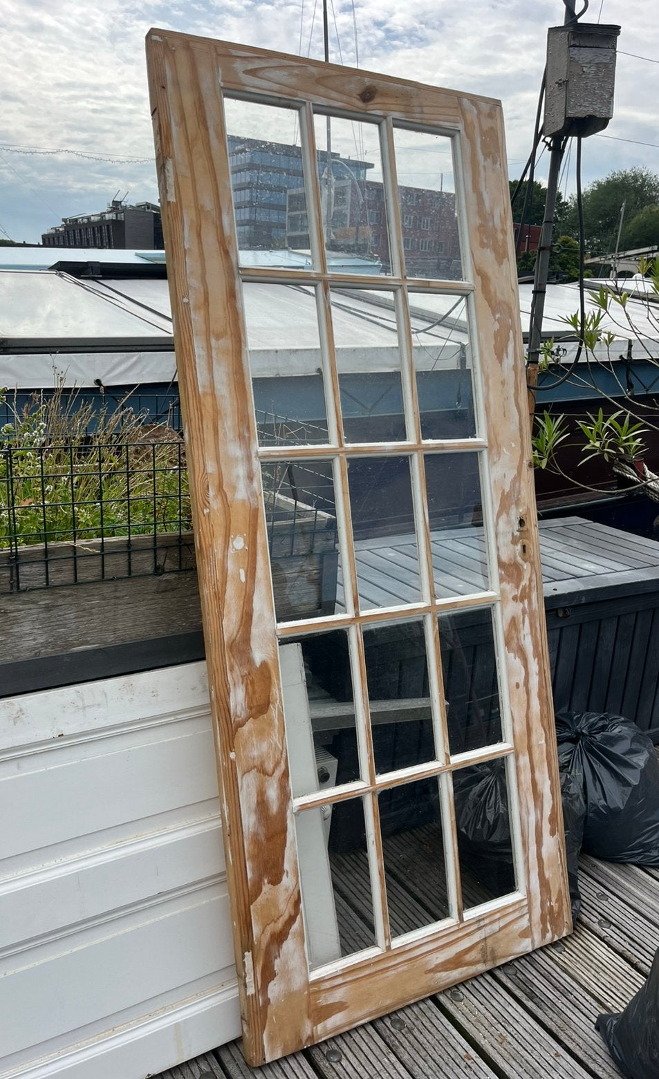 Deur met ruitjes zonder beslag, Doe-het-zelf en Verbouw, Deuren en Horren, Ophalen, Gebruikt, 80 tot 100 cm, Binnendeur