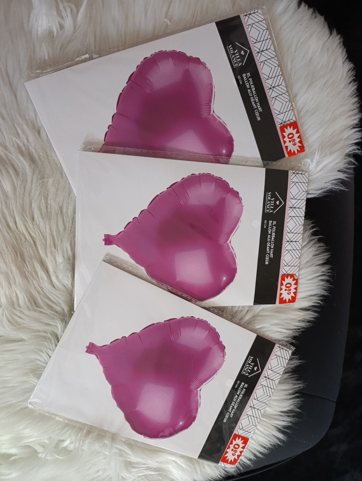 XL Folieballon Hart - Roze (3 stuks), Hobby en Vrije tijd, Feestartikelen, Ophalen of Verzenden, Nieuw, Feestartikel, Valentijn of Romantisch