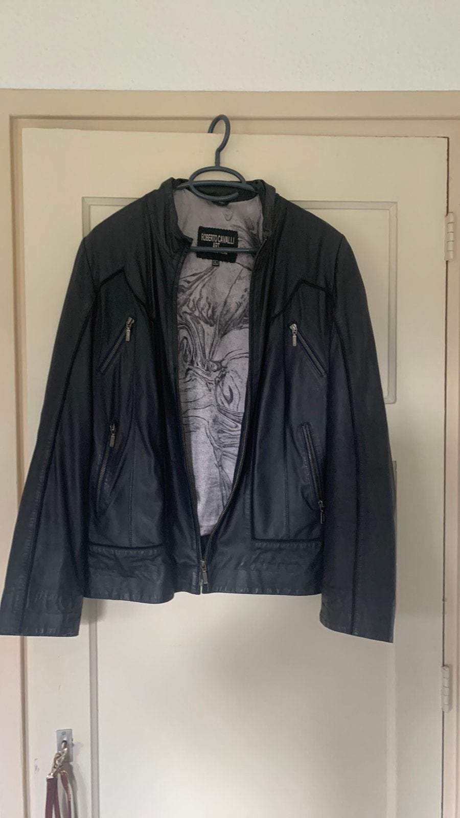 ROBERTO CAVALLI ART Lerenjas maat XL, Ophalen of Verzenden, Zo goed als nieuw, Maat 46/48 (XL) of groter, Zwart