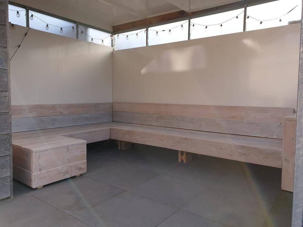 Steigerhouten hoekbank van gebruikt steigerhout douglas, Ophalen of Verzenden, Nieuw