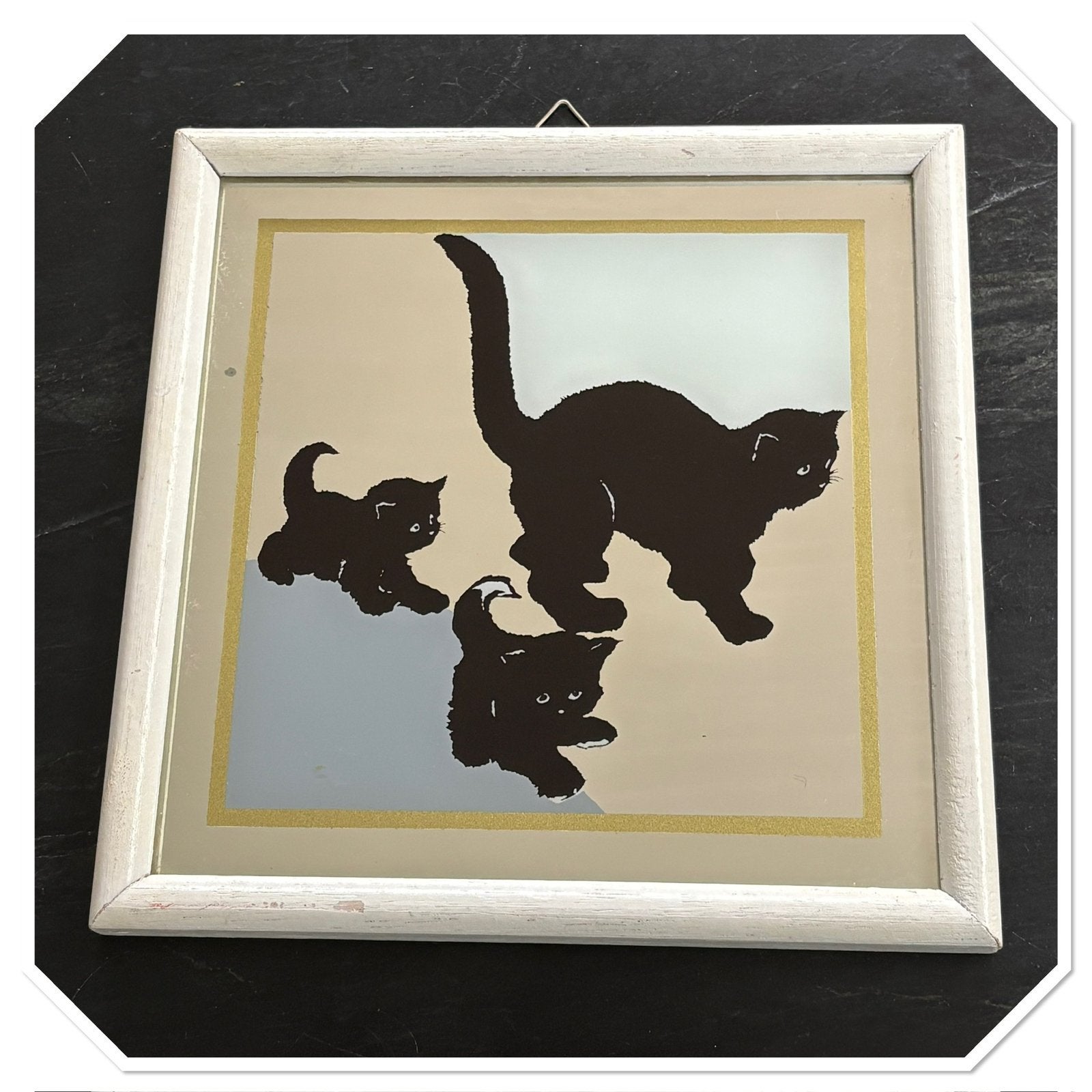 Leuke vintage spiegel met poesjes, Ophalen of Verzenden, Minder dan 50 cm