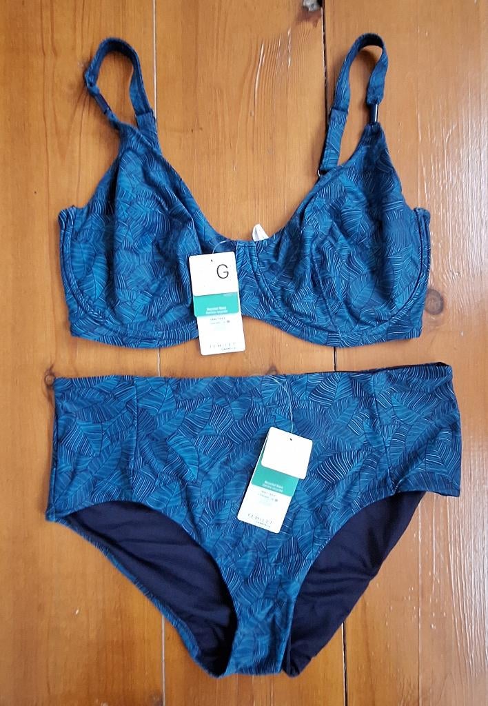 Femilet nieuwe blauwe blader bikini G-cup 85G G85, slip 46, Kleding | Dames, Blauw, Nieuw, Ophalen of Verzenden, Bikini