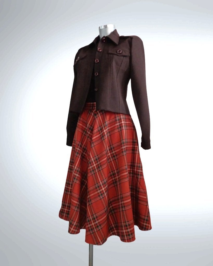 Hell Bunny Tawny Tartan Circle Skirt Rok - Vintage Retro, Kleding | Dames, Overige kleuren, Nieuw, Ophalen of Verzenden, Hell Bunny