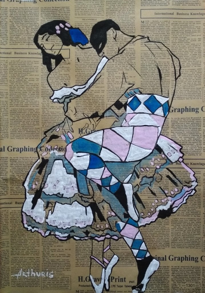 "Dans", Antiek en Kunst, Kunst | Schilderijen | Modern, Figuren, Verzenden, Papier/karton, Echtheidscertificaat