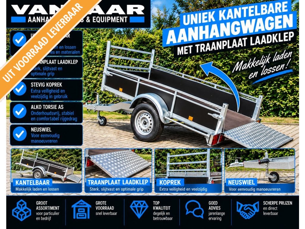 NIEUW Super degelijke bakwagen Kantelbaar + Laadklep., Niet ingevuld, Nieuw, Niet ingevuld, Niet ingevuld