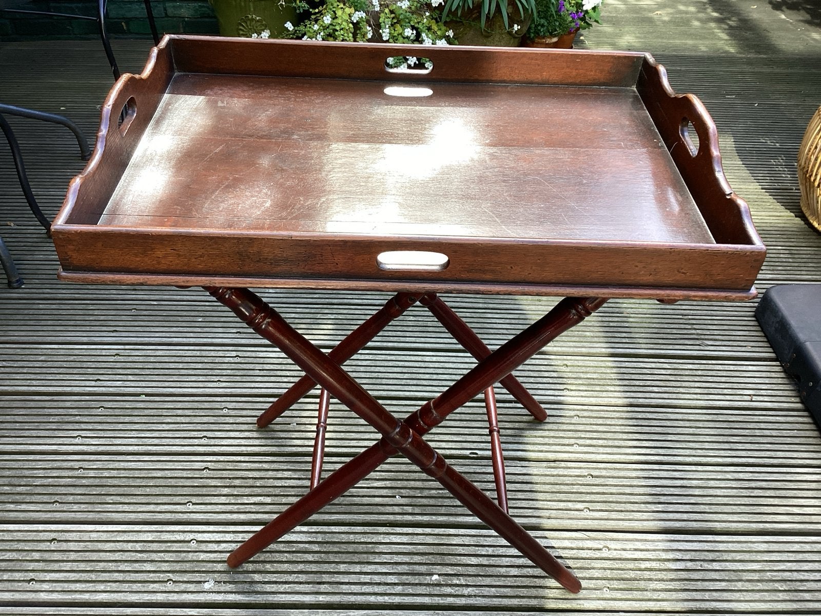 Antieke Butlertray met Vintage Restaurant Onderstel, Ophalen