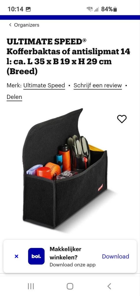 Zgan Kofferbak organizator .achterkant zit klittenband, Ophalen