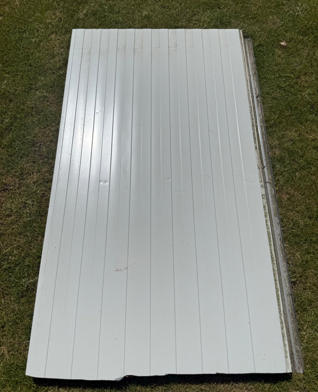 SABprofiel Dakplaat - Grijs/Wit 181cmx108cmx4/7,3cm, 4 tot 8 cm, Zo goed als nieuw, Hardschuim (Pir), Minder dan 5 m²