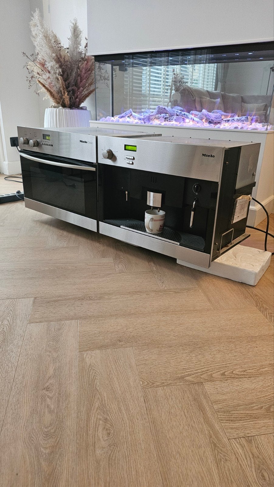 Luxe Miele combi oven magnetron en koffiemachine, Gebruikt, Hete lucht, Ophalen of Verzenden, Inbouw