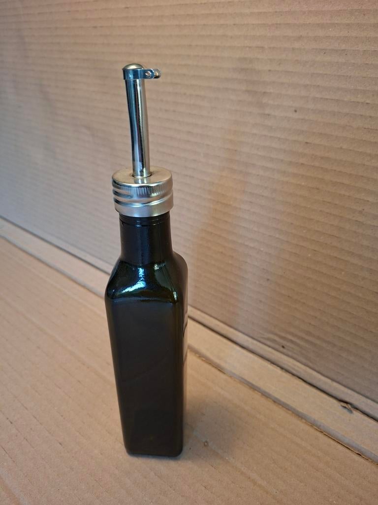 Olie flesje - 26 cm hoog, Ophalen of Verzenden, Gebruikt, Glas, Groen